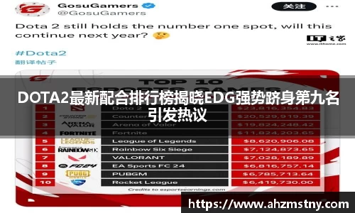 DOTA2最新配合排行榜揭晓EDG强势跻身第九名引发热议